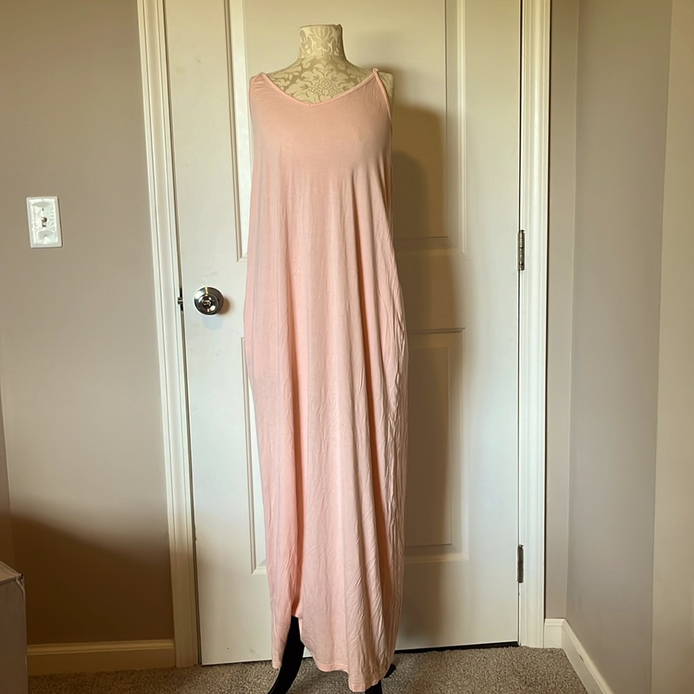 Poetsky M full length casual summer dress adjustable straps and pockets good con